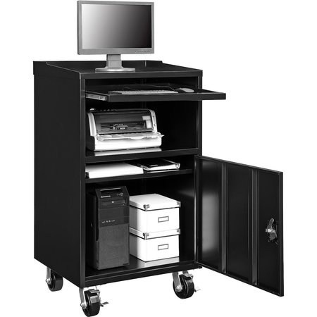 GLOBAL INDUSTRIAL Mobile Computer Cabinet, Black, Assembled, 27W x 24D x 49-1/4H 694561BKA